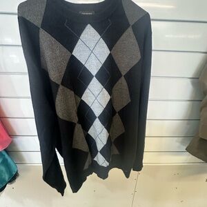 Dockers Black and Gray Argyle Crewneck Sweater